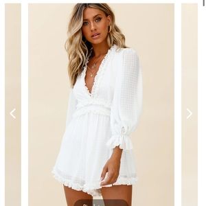 Selfie Leslie laney long sleeve drill trim romper white